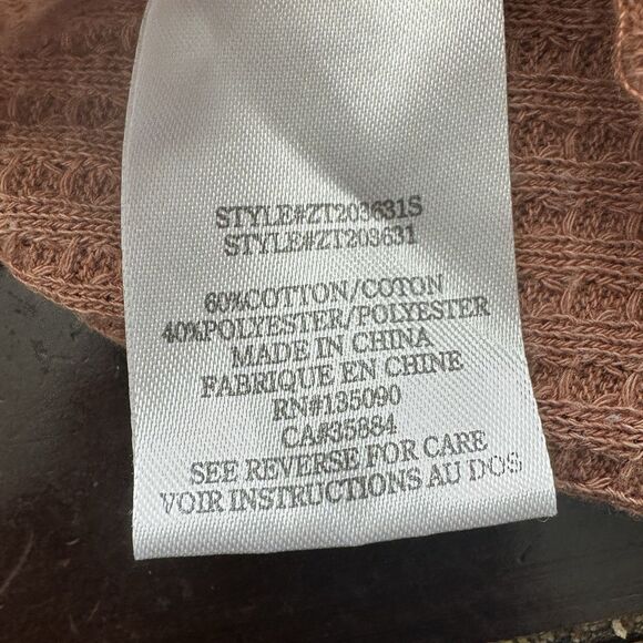 Z Supply Claire Rust Orange Waffle Thermal Long Sleeve Top Size L - Picture 5 of 9